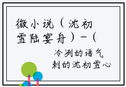 微小说（沈初雪陆宴舟）-（沈初雪陆宴舟）全文免费阅读