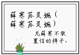 薛寒苏灵婉（薛寒苏灵婉）小说最后结局-（薛寒苏灵婉）完结版免费阅读