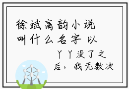 徐斌高韵小说叫什么名字 以我深情祭岁月抖音