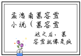 孟浩南慕容雪小说（慕容雪孟浩南）全文免费阅读无弹窗大结局_慕容雪孟浩南小说免费阅读无弹窗最新章节列表