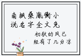 南枫桑胤衡小说名字全文免费阅读无弹窗大结局(南枫桑胤衡)南枫桑胤衡最新章
