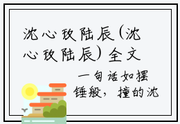 沈心玫陆辰(沈心玫陆辰)全文免费阅读无弹窗大结局(沈心玫陆辰免费阅读)沈心