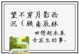 望不穿月影西沉（顾南辰林晚意）小说全文免费阅读大结局-望不穿月影西沉免费阅读无弹窗大结局