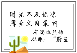时光不及你凉薄全文目录 许蔚蓝靳深予小说无删减阅读