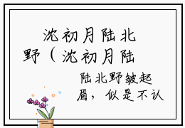 ﻿沈初月陆北野（沈初月陆北野）全文免费阅读无弹窗大结局-沈初月陆北野小说全文免费阅读最新章节列表-笔趣阁