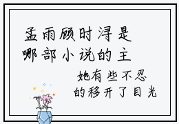 孟雨顾时浔是哪部小说的主角，孟雨顾时浔全文无弹窗完整版阅读