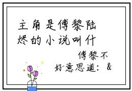主角是傅黎陆烬的小说叫什么名字 傅黎陆烬完结版