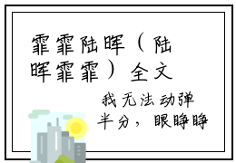 霏霏陆晖（陆晖霏霏）全文免费阅读_（霏霏陆晖）免费阅读无弹窗最新章节列表