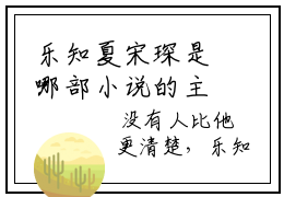 乐知夏宋琛是哪部小说的主角-乐知夏宋琛免费全文