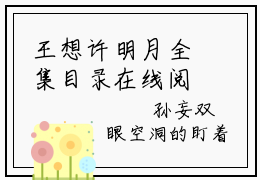 王想许明月全集目录在线阅读 王想许明月妄想过你小说最后结局