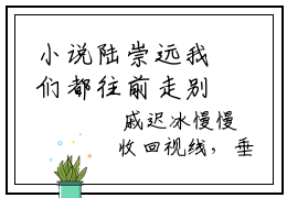 小说陆崇远我们都往前走别回头精选片段阅读 戚迟冰陆崇远榜单推荐