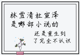 林雪清杜宣泽是哪部小说的主角 林雪清杜宣泽全文阅读