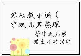 完结版小说（宁欢儿君燕琛）-全文小说(宁欢儿君燕琛)免费阅读