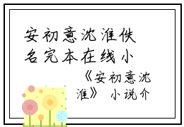 安初意沈淮佚名完本在线小说免费阅读