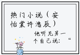热门小说（安怡棠许浩辰）精选章节阅读-高质量小说推荐阅读