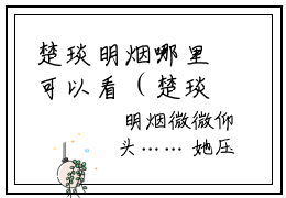 楚琰明烟哪里可以看（楚琰明烟）-楚琰明烟小说全文免费阅读