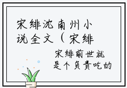 宋绯沈南州小说全文（宋绯沈南州）全文免费阅读无弹窗大结局_(宋绯沈南州小